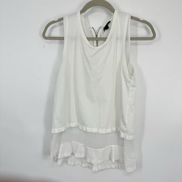 J Crew Womens Sleeveless Layered Top size Small White Chiffon Hem Zipper Back - Picture 8 of 12